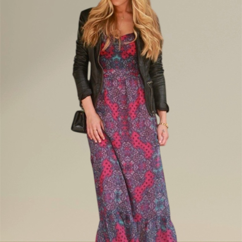 American Eagle Outfitters Red and Blue Maxi Dress